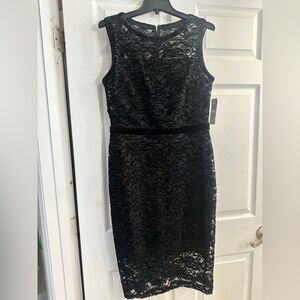Chaps Black Lace Midi Dress